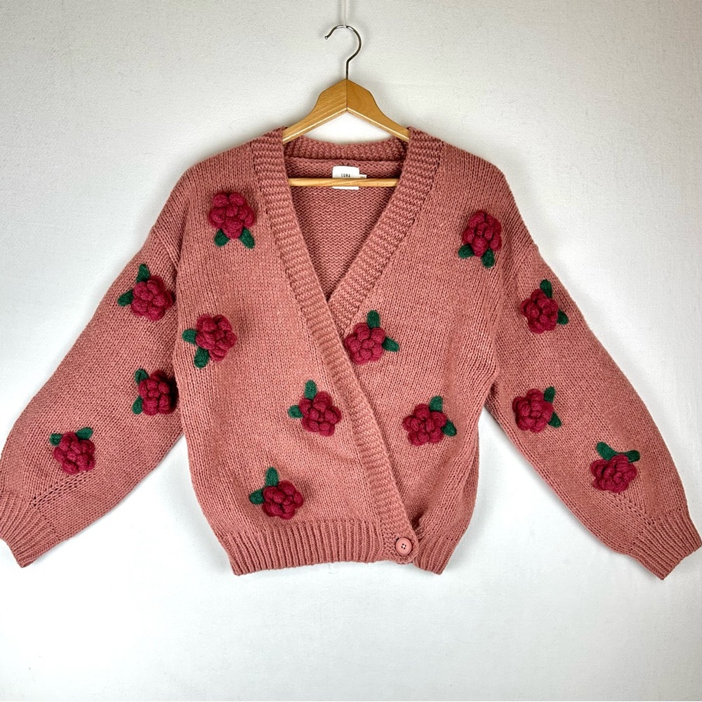 Luna Ivy Wrap 3D Crochet Floral Cardigan Sweater Cottagecore